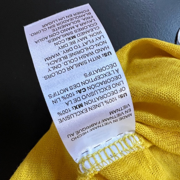 NEW ! CHICO'S Mustard Yellow Linen Ruffled Sleeveless Top - sz 12 (chicos 2) - Picture 5 of 8